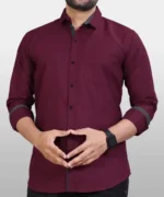 Men Regular Fit Solid Spread Collar Casual Shirt - Image 4