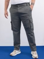 Men Plus Size Mid-Rise Regular Fit Pure Cotton Strechable Cargos Trousers