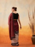 Silk Land Abstract Printed Half & Half Ready to Wear Tussar Saree - Image 5