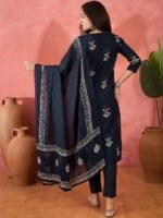 Floral Printed Kurta & Trousers With Dupatta - Image 8