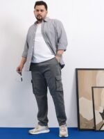 Men Plus Size Mid-Rise Regular Fit Pure Cotton Strechable Cargos Trousers - Image 5