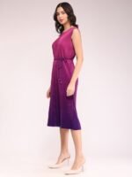 A-Line Ombre Pleated Midi Dress - Image 2