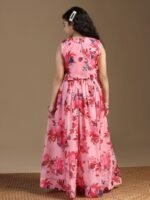 Girls Floral Printed Thread Work Lehenga And Choli - Image 7