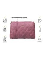 Purple Textured Structured Shoulder Bag with Quilted - Image 6