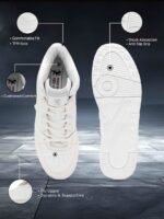 Men Round Toe Lace Up High Top Sneakers - Image 2