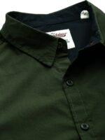 Men Olive Green Pure Cotton Casual Shirt - Image 4