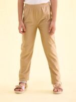 Girls Gold-Coloured Shimmer Ankle Length Leggings - Image 4