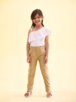 Girls Gold-Coloured Shimmer Ankle Length Leggings - Image 3