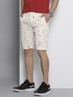 Men Cream-Coloured Printed Slim Fit Cotton Chino Shorts
