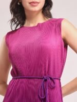 A-Line Ombre Pleated Midi Dress - Image 4