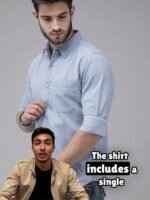 The Lifestyle Co Men Light Blue Solid Regular Fit Chambray Casual Shirt