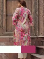 Paisley Printed Notch Neck Panelled A-Line Kurta - Image 4