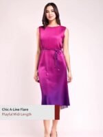 A-Line Ombre Pleated Midi Dress - Image 5