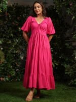 Women Checked Cotton Fit & Flare Maxi Dresses - Image 5